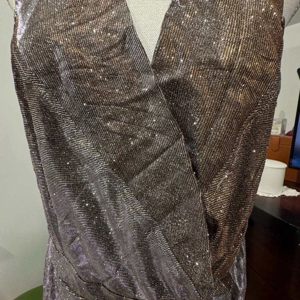 Elegant Silver and Gold Sleeveless Dress - Picture 3 of 8